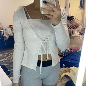 Two Piece Size S Crop Light Gray Set
